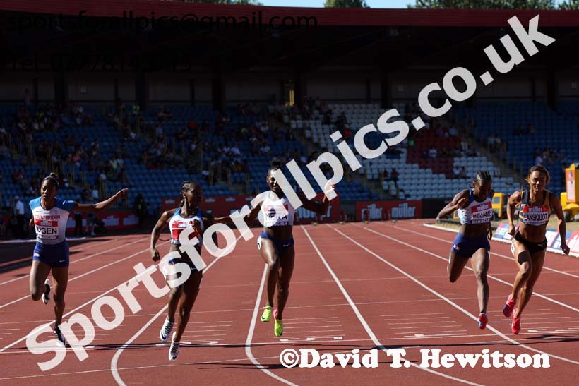 Womens 100 metres, Muller British Championships, Alexander Stadium, Birmingham. Photo: David T. Hewitson/Sports for All Pics